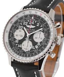 Navitimer Cosmonaute Chronograph in Steel - Limited Edition on Black Calfskin Leather Strap with Black Dial