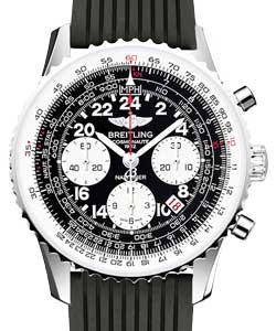 Navitimer Cosmonaute Chronograph in Steel - Limited Edition on Black Rubber Strap with Black Dial