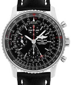 Navitimer 1884 Chronograph in Steel - Limited Edition on Black Calfskin Leather Strap with Black Dial