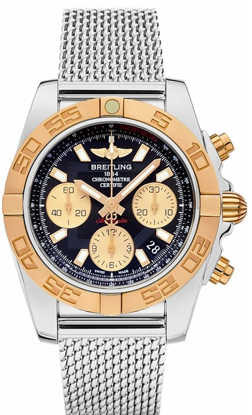 Chronomat 41 Automatic Chronograph in 2-Tone on Steel Bracelet with Black Dial - Gold Subdials