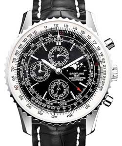 Navitimer 1461 Chronograph in Steel - Limited Edition On Black Alligator Leather Strap with Black Dial