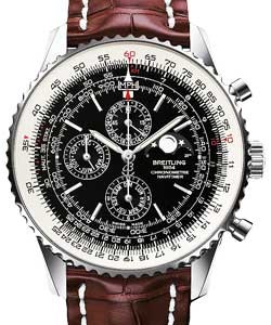 Navitimer 1461 Chronograph in Steel - Limited Edition On Brown Alligator Leather Strap with Black Dial