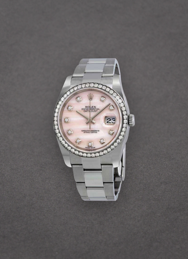 Rolex Unworn Datejust 36 mm in Steel with White Gold Diamond Bezel