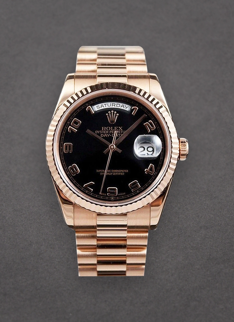 Pre-Owned Rolex President Day Date in Rose Gold with Fluted Bezel