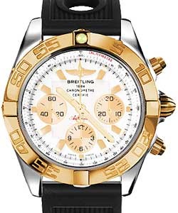 Chronomat 44 in Polished Steel with Rose Gold Bezel on Black Ocean Racer Rubber Strap with White Dial