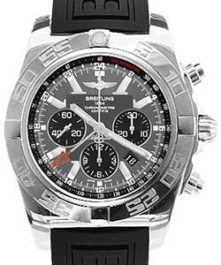 Chronomat GMT in Steel on Black Diver Pro III Rubber Strap with Gray Dial