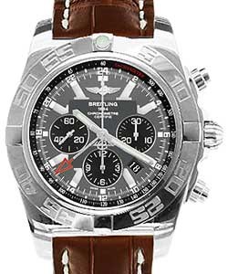 Chronomat GMT in Steel on Brown Crocodile Leather Strap with Gray Dial