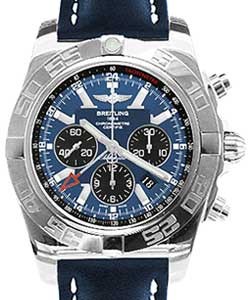 Chronomat GMT in Steel on Blue Calfskin Leather Strap with Blue Dial
