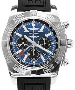 Chronomat GMT in Steel on Black Diver Pro III Rubber Strap with Blue Dial