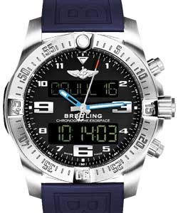 Exospace B55 Chronograph in Titanium on Blue Rubber Strap with Black Dial