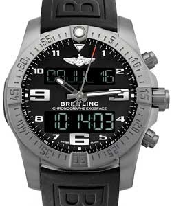 Exospace B55 Chronograph in Titanium on Black Diver Pro III Rubber Strap with Black Dial