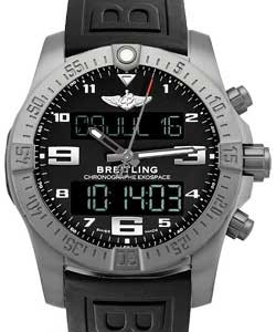 Exospace B55 Chronograph in Titanium on Black Diver Pro III Rubber Strap with Black Dial