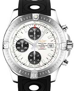 Colt Chronograph 44mm Automatic in Steel on Black Ocean Racer II Strap with Silver Dial