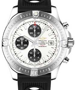 Colt Chronograph 44mm Automatic in Steel on Black Ocean Racer Strap with Silver Dial