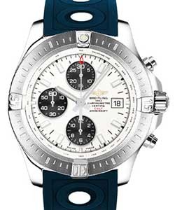 Colt Chronograph 44mm Automatic in Steel on Blue Ocean Racer II Strap with Silver Dial