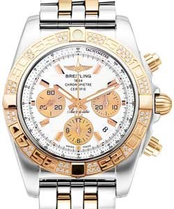 Chronomat 44 in Polished Steel with Rose Gold Diamond Bezel on 2-Tone Bracelet with White Dial and Gold Subdials
