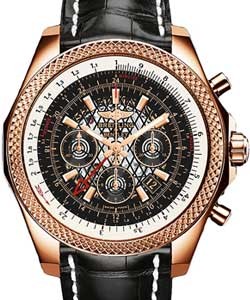 Bentley B04 GMT Chronograph 49mm in Rose Gold on Black Crocodile Leather Strap with Royal Ebony Black Dial