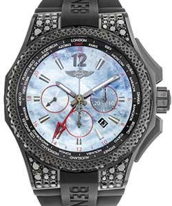Bentley GMT Light Body B04 49mm in Black Titanium with Midnight Dark Diamond Bezel on Black Rubber Strap with Black MOP Dial