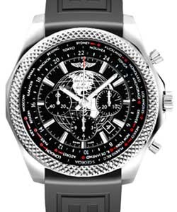 Bentley B05 Unitime GMT Chronograph 49mm  in Steel on Black Rubber Strap with Royal Ebony Black Dial