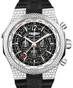 Bentley GMT Midnight Carbon 49mm in Steel with Diamond Bezel on Black Rubber Strap with Royal Ebony Black Dial