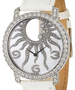 Happy Sun in White Gold with Diamond Bezel on White Alligator Leather Strap with MOP Dial