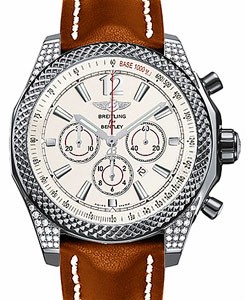 Bentley Barnato Chronograph 42mm Automatic in Steel with Diamond Bezel on Brown Calfskin Leather Strap with Storm Silver Dial