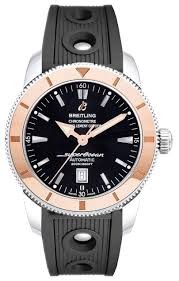 Superocean Heritage 46mm Automatic in Steel with Rose Gold Bezel on Black Ocean Racer Rubber Strap with Black Dial