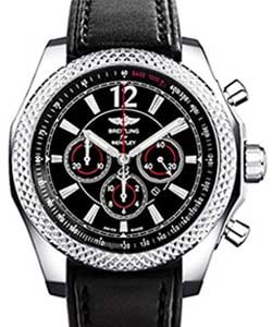 Bentley Barnato Chronograph 42mm  in Steel on Black Leather Strap with Royal Ebony Black Dial and Red Accents