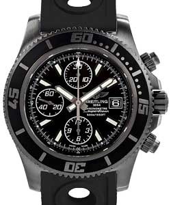 Superocean Chronograph 44mm in Black DLC Steel on Black Rubber Strap with Black Dial