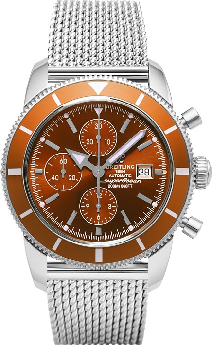 Superocean Heritage Chronograph 46mm Automatic in Steel with Bronze Bezel on Ocean Classic Bracelet with Bronze Dial