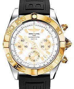 Chronomat 44 Chronograph 2-Tone in Steel with Rose Gold Bezel on Black Diver Pro III Rubber Strap with White Dial