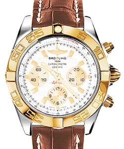 Chronomat 44 Chronograph 2-Tone in Steel with Rose Gold Bezel on Gold Crocodile Leather Strap with White Dial