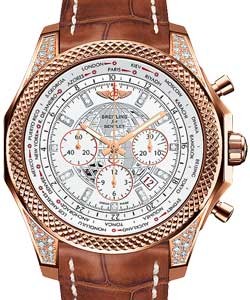Bentley B05 Unitime Chronograph 49mm in Rose Gold with Diamond Bezel on Brown Crocodile Strap with Arctica White Diamond Dial