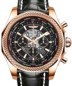Bentley B05 Unitime Chronograph 49mm in Rose Gold on Black Crocodile Strap with Black Dial