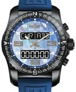 Cockpit B50 46mm in Black Titanium on Blue Diver Pro III Rubber Strap with Blue MOP Dial