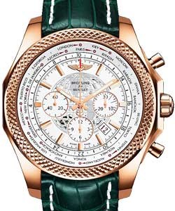 Bentley B05 Unitime Chronograph 49mm in Rose Gold on Green Crocodile Strap with Arctica White Dial