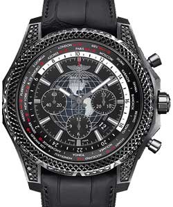Bentley B05 Unitime Chronograph 49mm in Black Steel with Diamond Bezel on Black Crocodile and Rubber Strap with Royal Ebony Black Dial