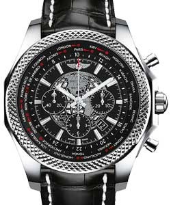 Bentley B05 Unitime Chronograph 49mm in Steel on Black Crocodile Leather Strap with Royal Ebony Black Dial