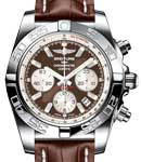 Chronomat 44 in Steel on Brown Alligator Leather Strap with Brown Dial