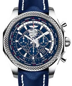 Bentley B05 Unitime Chronograph in Steel on Blue Calfskin Leather Strap with Neptune Blue Dial