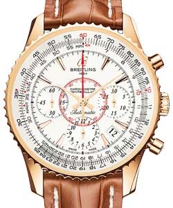 Montbrillant 01 Chronograph 40mm in Rose Gold on Brown Crocodile Leather Strap with Silver Dial