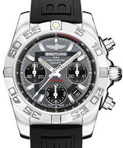 Chronomat 41 Chronograph in Steel On Black Diver Pro III Rubber Strap with Grey Dial and Black Subdials