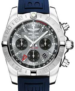 Chronomat 44 GMT 44mm Automatic in Steel on Blue Diver Pro III Rubber Strap with Gray Dial