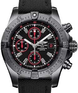 Avenger Chronograph Automatic in Black PVD Steel On Black Canvas Strap with Black Dial - Red Markers
