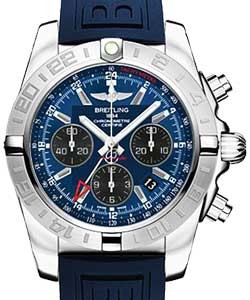 Chronomat GMT 44 in Steel on Blue Diver Pro III Rubber Strap wiht Blue Dial and Black Subdials