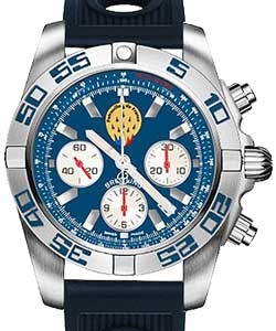 Chronomat 44 GMT Patrouille de France in Steel on Blue Ocean Racer Rubber Strap with Metallica Blue Dial - Limited Edition of 600 Pieces