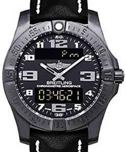 Professional Evo Night Mission 43mm in Black Titanium on Black Calfskin Leather Strap with Volcano Black Dial