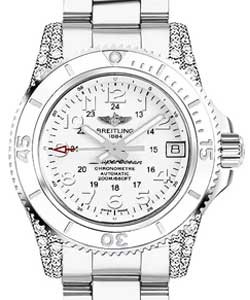 Superocean II 36mm in Stainless Steel and Diamonds Lugs on Steel Braclet with Hurricane White Dial