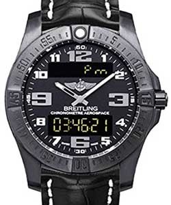Aerospace Professional Evo Night Mission 43mm in Black Titanium on Black Crocodile Leather Strap with Volcano Black Dial