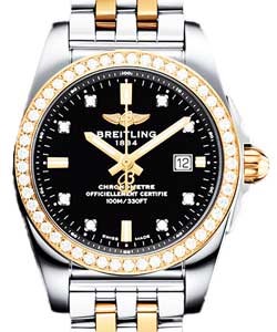 Galatic 29mm in Steel and Rose Gold with Diamond Bezel on 2-Tone Bracelet with Black Diamond Dial